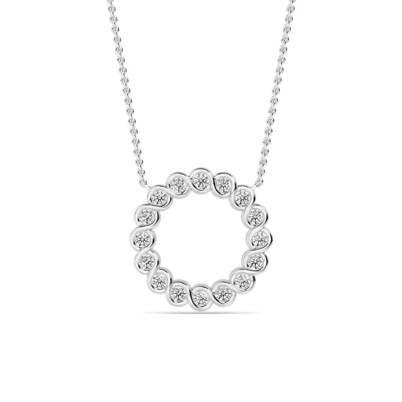 Orbit Round Lab-Grown Diamond Pendant in white gold — view 1
