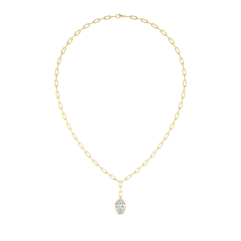 Leonora Oval Lab-Grown Diamond Necklace in yellow gold — view 1