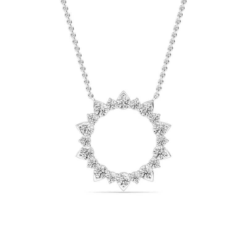 Aureole Round Lab-Grown Diamond Pendant in white gold — view 1