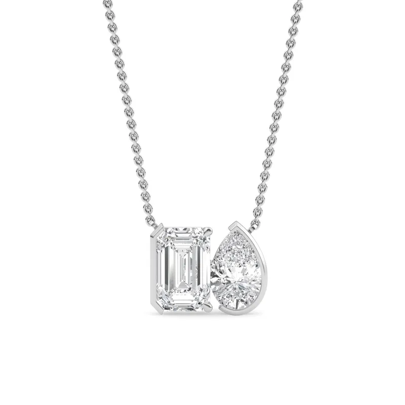 Amity Mixed-Cut Lab-Grown Diamond Pendant in white gold — view 1