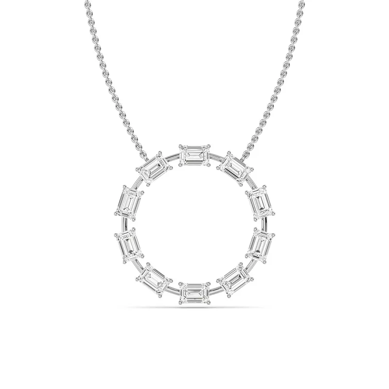 Vista Emerald Lab-Grown Diamond Pendant in white gold — view 1