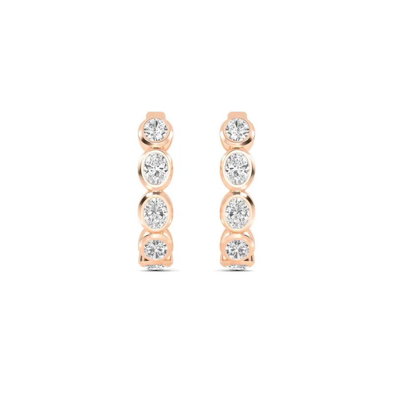 Belle Oval Lab-Grown Diamond Earrings in rose gold — view 1
