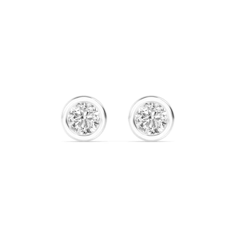 Icon Round Lab-Grown Diamond Earrings in white gold — view 1