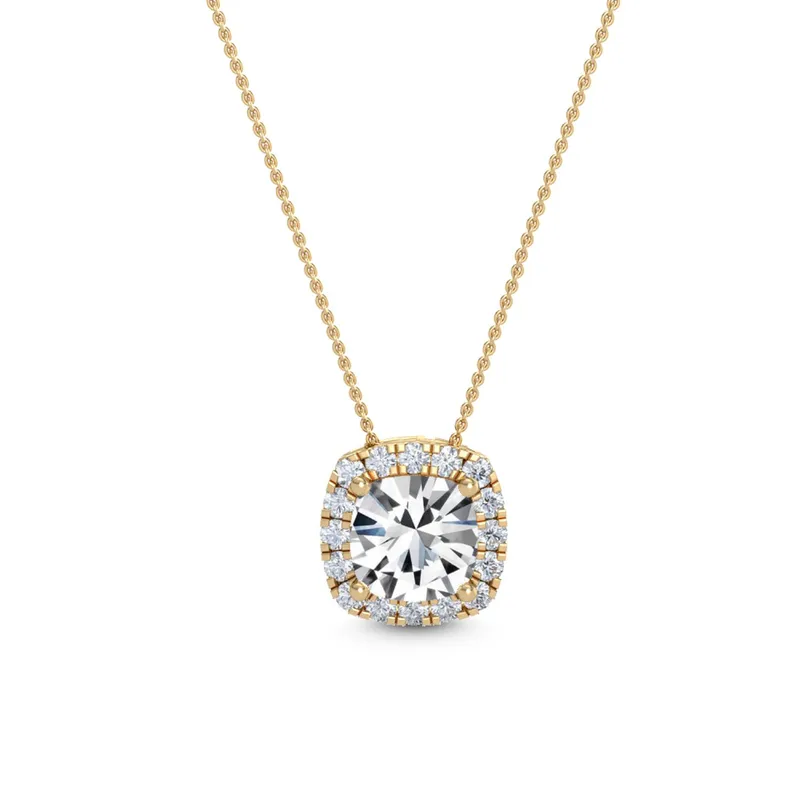 Solstice Cushion Lab-Grown Diamond Pendant in yellow gold — view 1