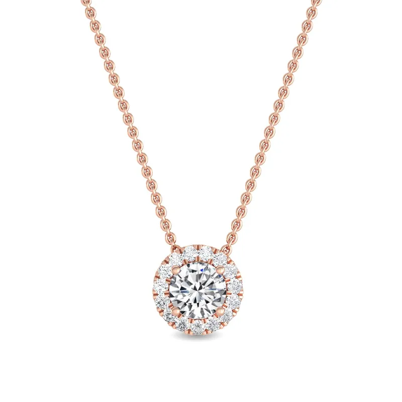 Aurora Round Lab-Grown Diamond Pendant in rose gold — view 1