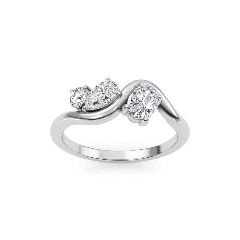Camellia Mixed-Cut Lab-Grown Diamond Ring in white gold — view 1