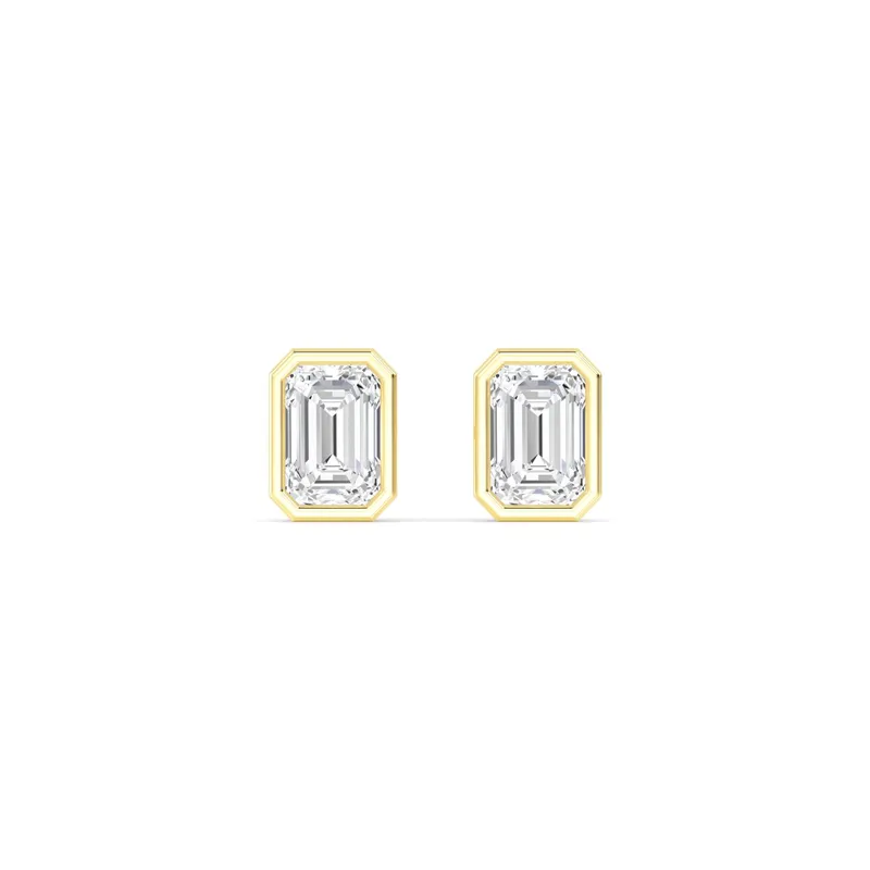 Icon Emerald Lab-Grown Diamond Earrings in yellow gold — view 1