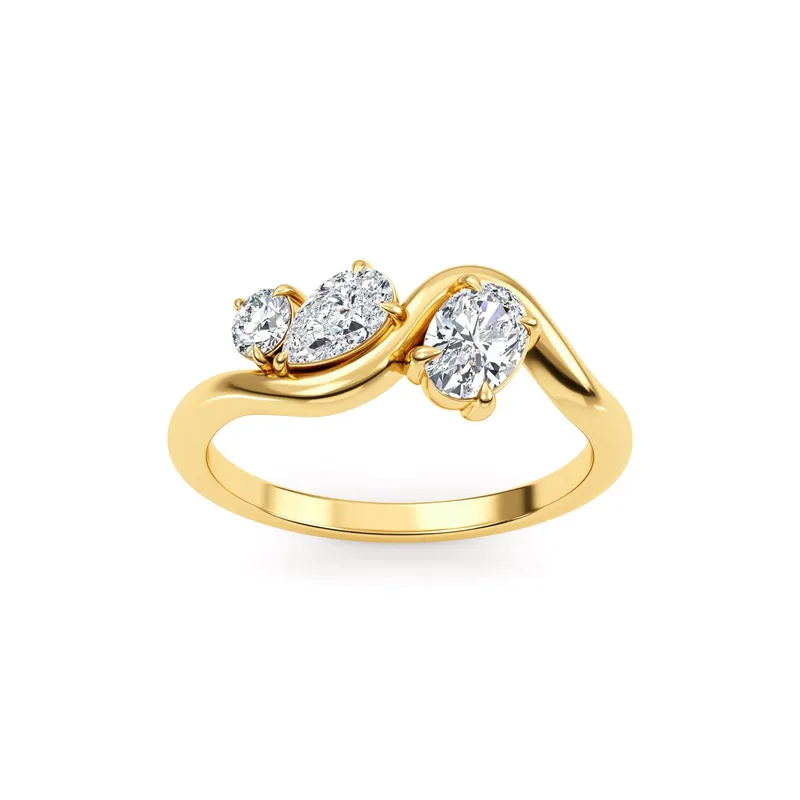 Camellia Mixed-Cut Lab-Grown Diamond Ring in yellow gold — view 1