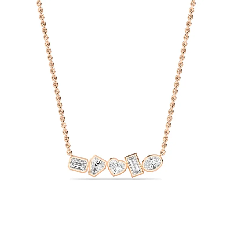Mosaic Mixed-Cut Lab-Grown Diamond Pendant in rose gold — view 1