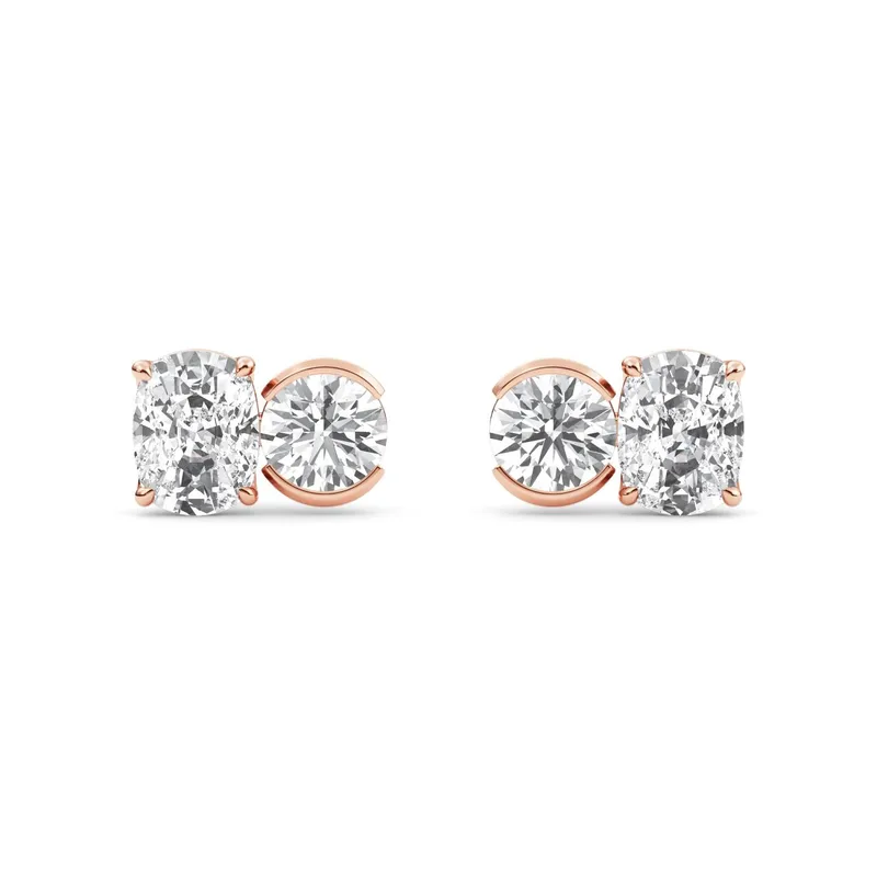 Carina Mixed-Cut Lab-Grown Diamond Earrings in 18kt rose gold — view 1