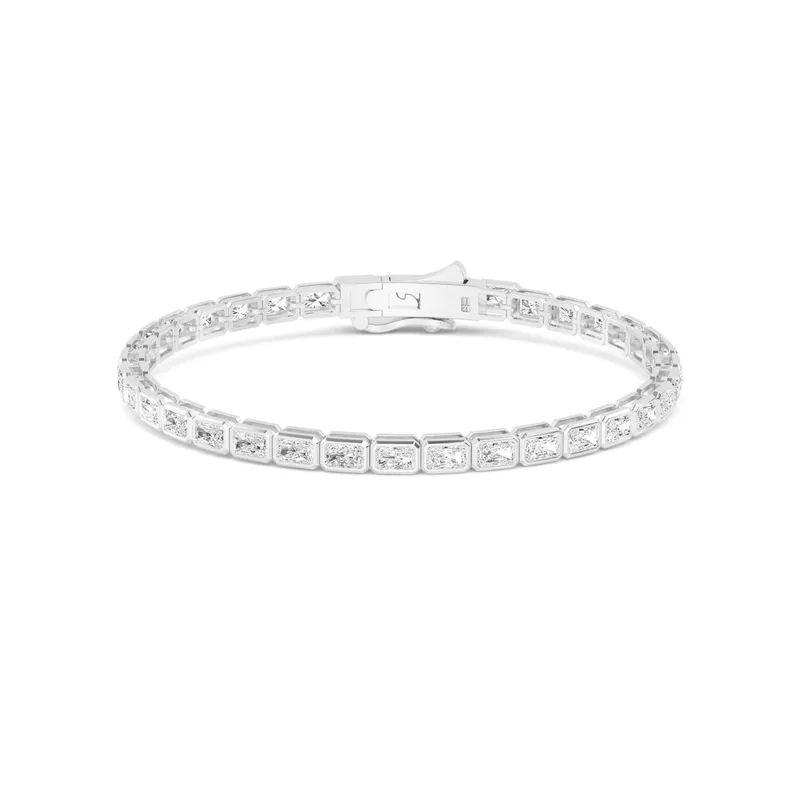 Classic Emerald Lab-Grown Diamond Bracelet in 9kt white gold — view 1