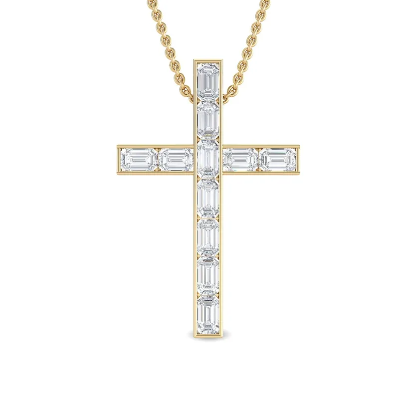 Seraph Emerald Lab-Grown Diamond Cross Pendant in yellow gold — view 1