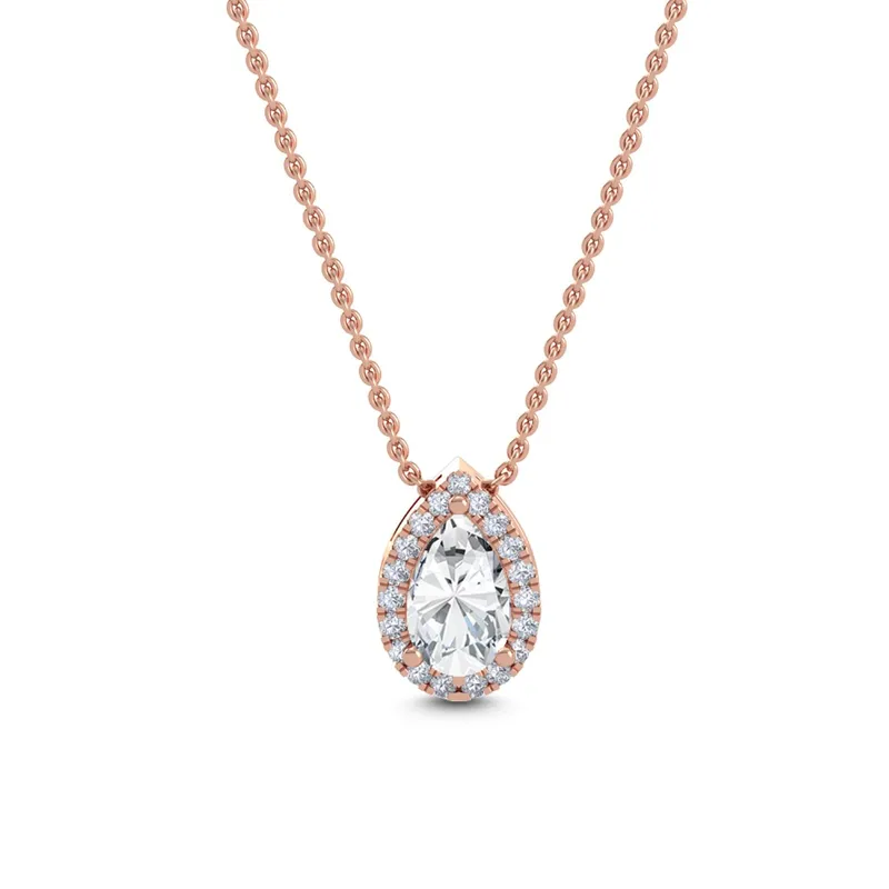 Dewdrop Mixed-Cut Lab-Grown Diamond Pendant in rose gold — view 1