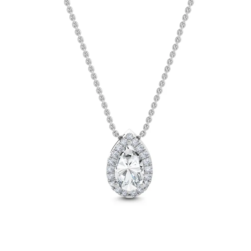 Dewdrop Mixed-Cut Lab-Grown Diamond Pendant in white gold — view 1