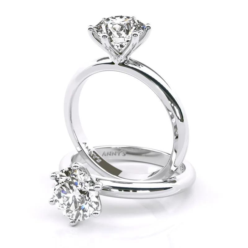 Crystal Six Claw Solitaire engagement ring