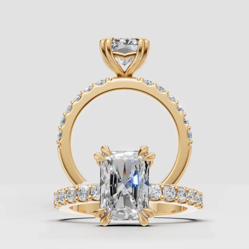 Estelle Double Claw Solitaire and sidestone engagement ring