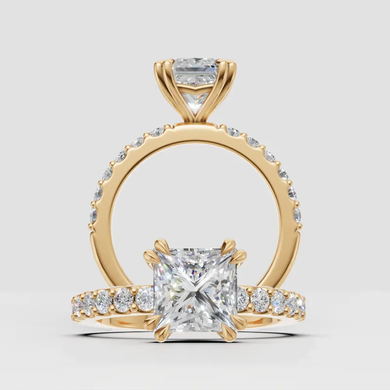 Estelle Double Claw Solitaire and sidestone engagement ring