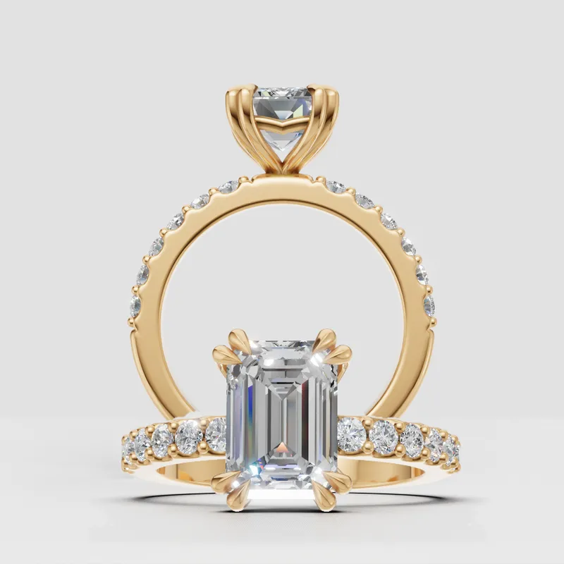 Estelle Double Claw Solitaire and sidestone engagement ring