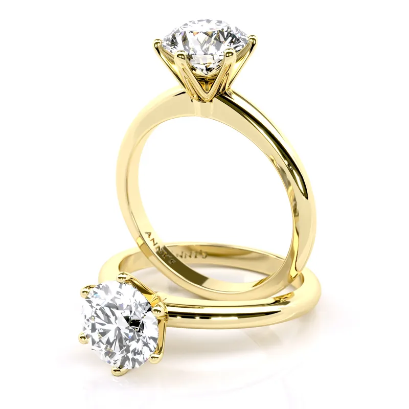 Evelyn Six Claw Solitaire engagement ring in 18kt yellow gold