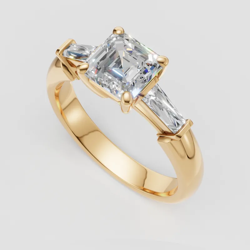 Hayley Three Stone tapered baguette engagement ring