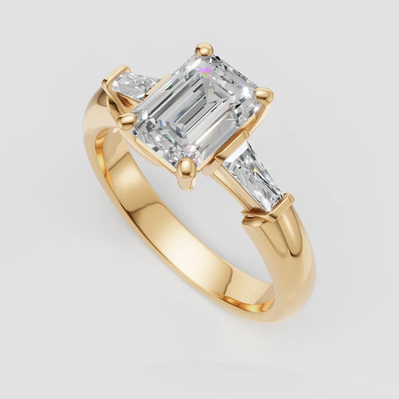 Hayley Three Stone tapered baguette engagement ring