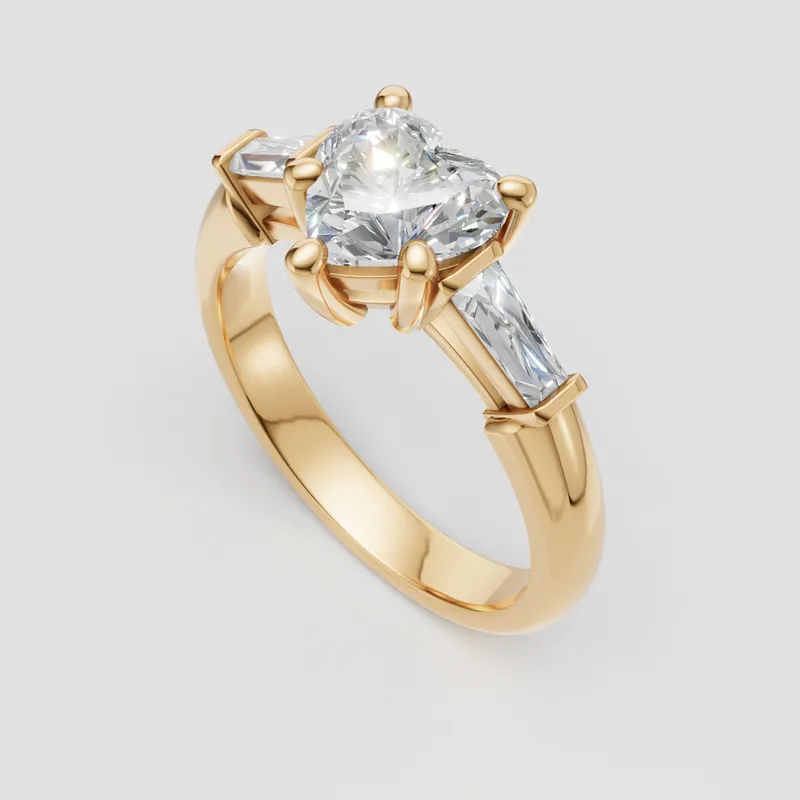 Hayley Three Stone tapered baguette engagement ring