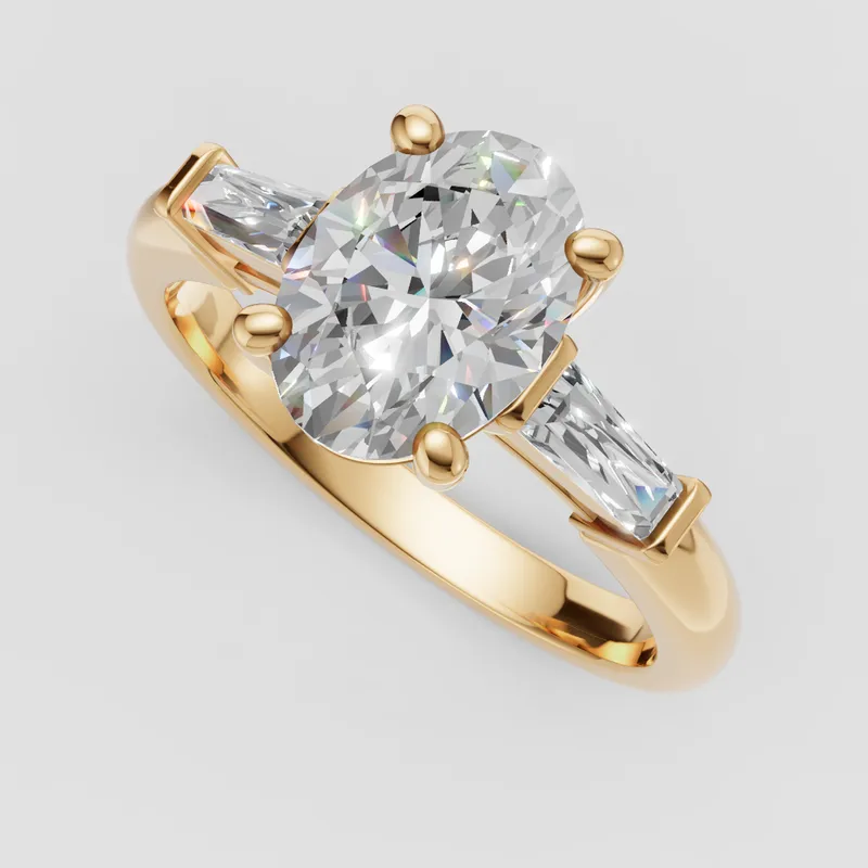 Hayley Three Stone tapered baguette engagement ring