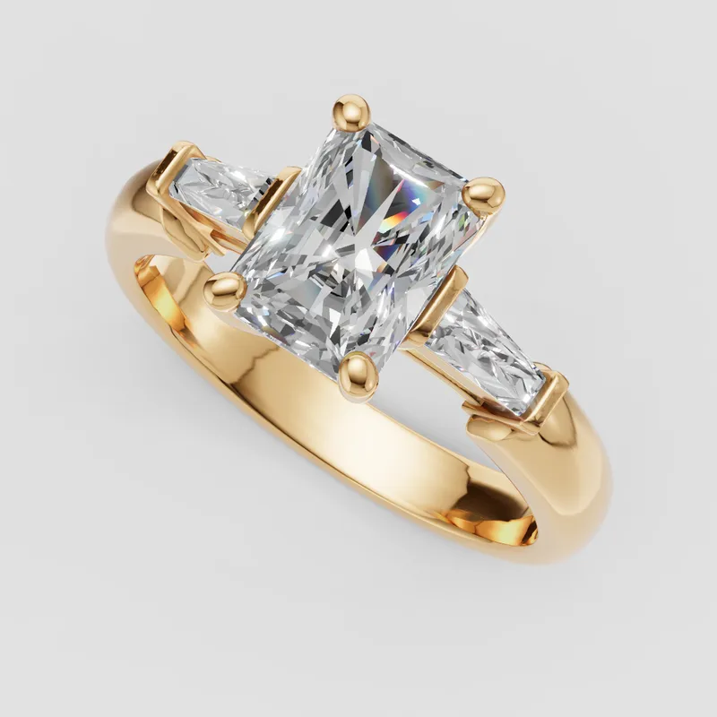 Hayley Three Stone tapered baguette engagement ring