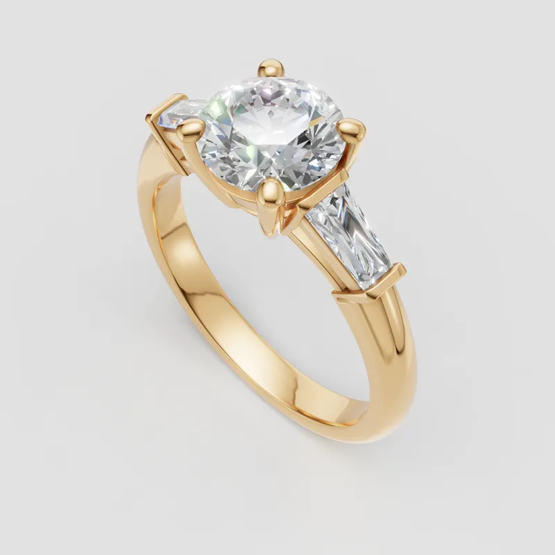 Hayley Three Stone tapered baguette engagement ring