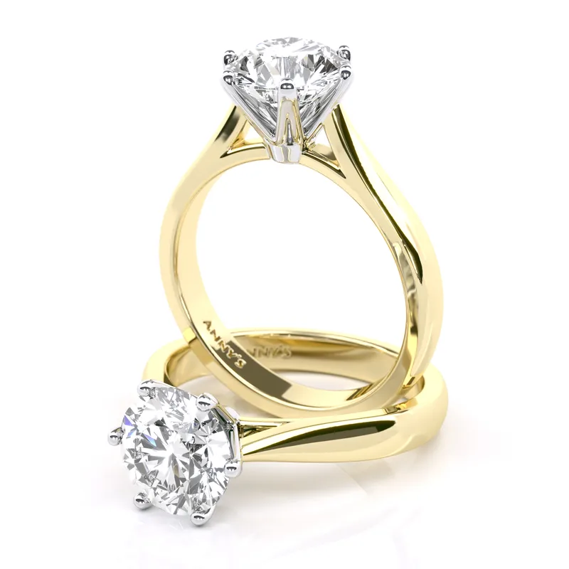 Jessica Six Claw Cathedral Solitaire engagement ring in 18kt yellow gold