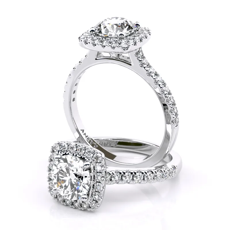 Julia Cushion Halo and Sidestone engagement ring