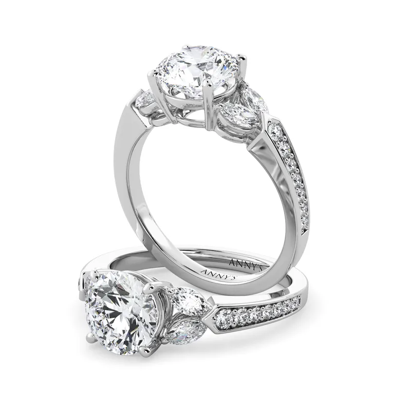 Kelly Solitaire with Marquise Sidestones engagement ring