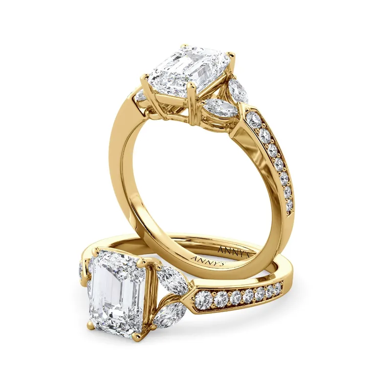 Kelly Solitaire with Marquise Sidestones engagement ring