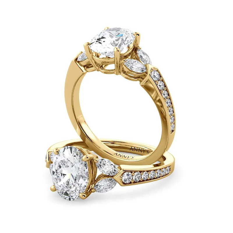 Kelly Solitaire with Marquise Sidestones engagement ring