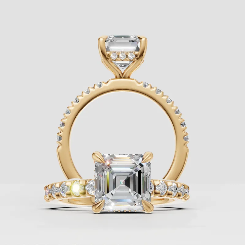 Kylie Solitaire and Sidestone Hidden Halo engagement ring