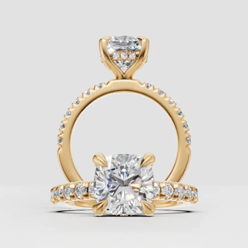 Kylie Solitaire and Sidestone Hidden Halo engagement ring