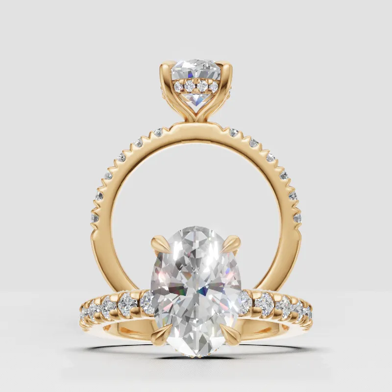 Kylie Solitaire and Sidestone Hidden Halo engagement ring