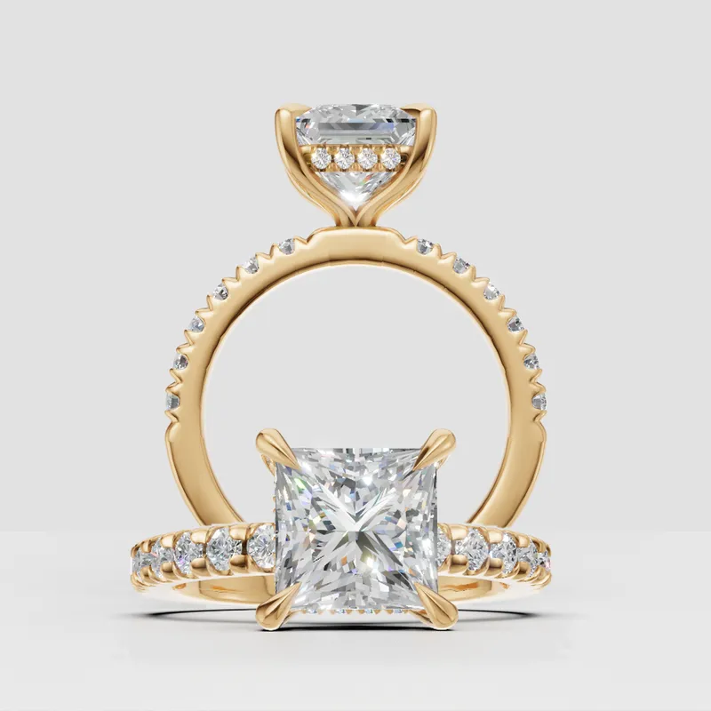 Kylie Solitaire and Sidestone Hidden Halo engagement ring