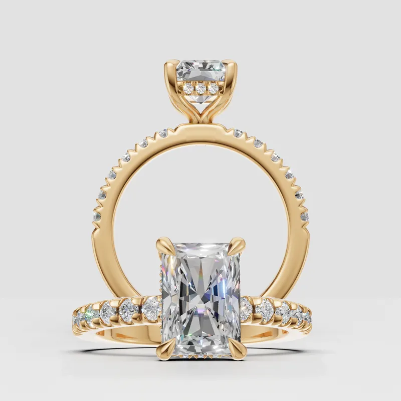 Kylie Solitaire and Sidestone Hidden Halo engagement ring