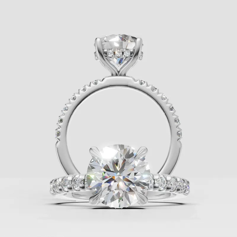 Kylie Solitaire and Sidestone Hidden Halo engagement ring