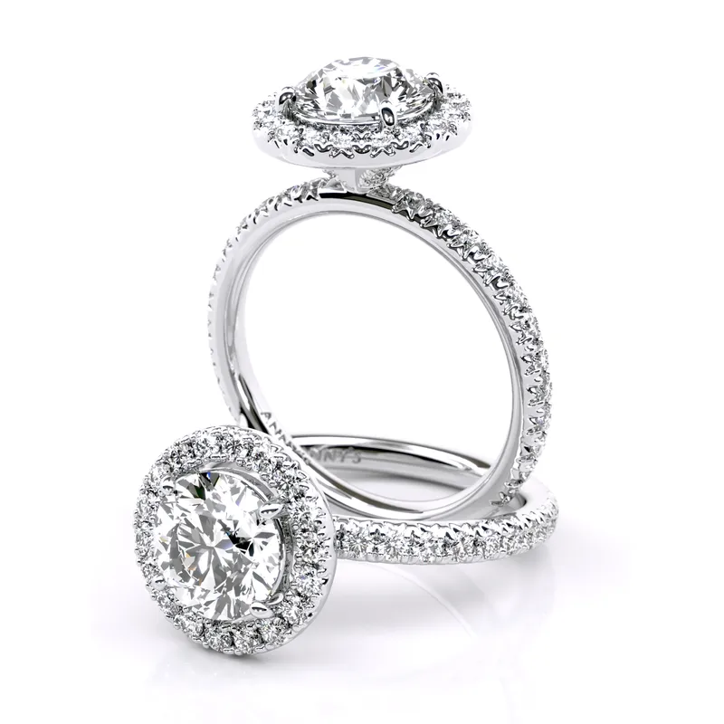 Lauren Round Halo and Sidestone engagement ring