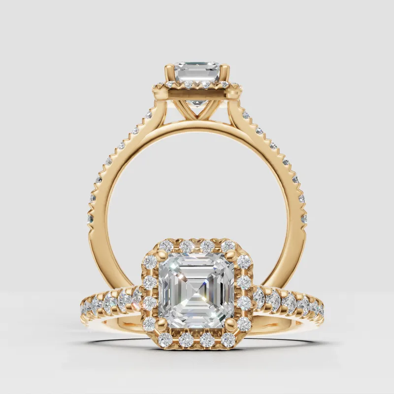 Natalie Halo and sidestone  engagement ring