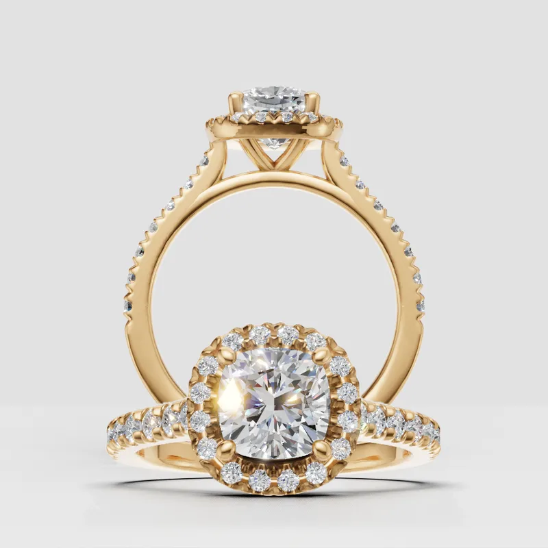 Natalie Halo and sidestone  engagement ring