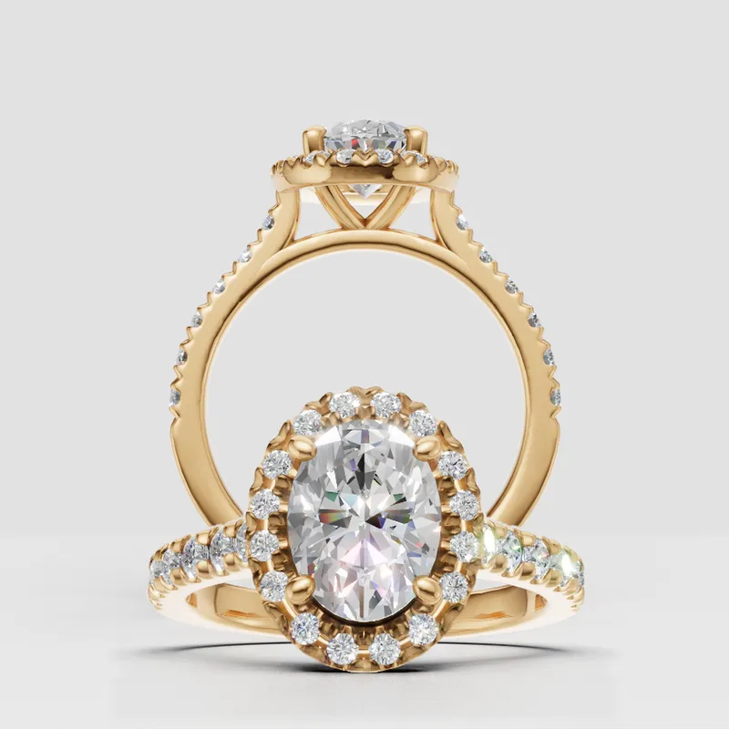 Natalie Halo and sidestone  engagement ring