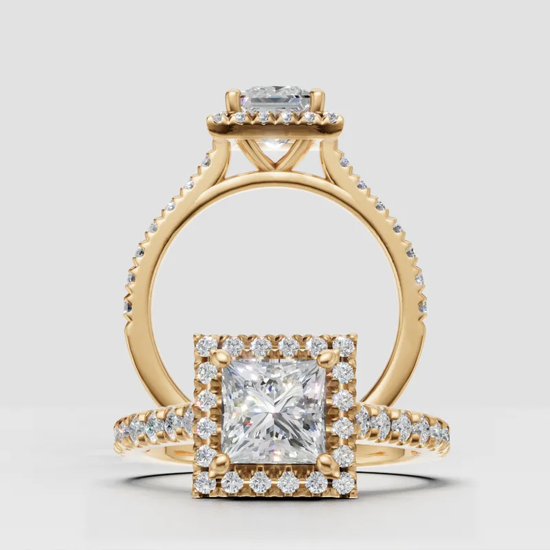 Natalie Halo and sidestone  engagement ring