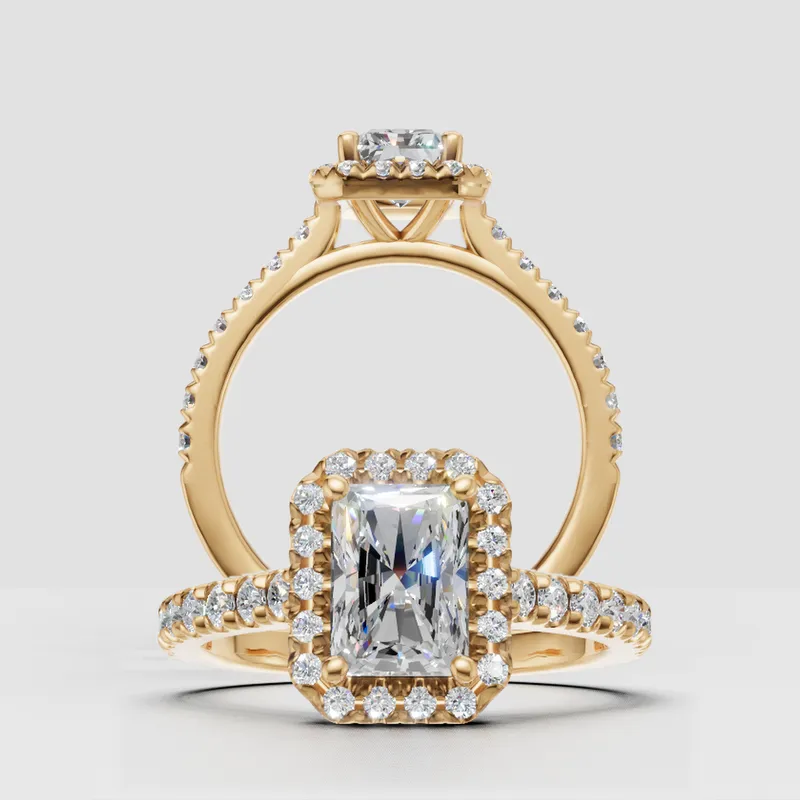 Natalie Halo and sidestone  engagement ring