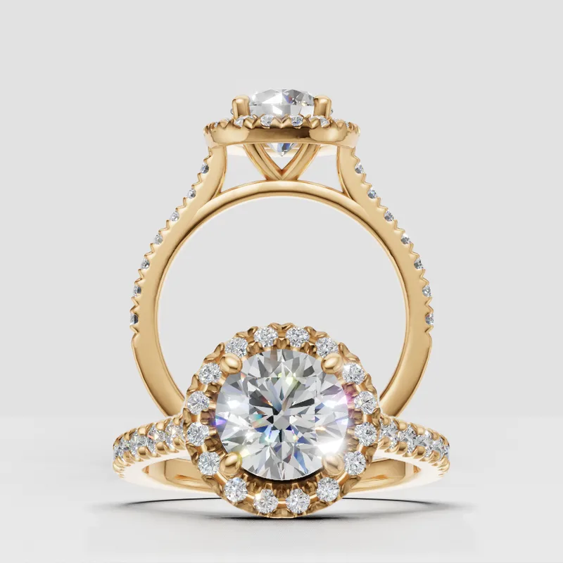 Natalie Halo and sidestone  engagement ring