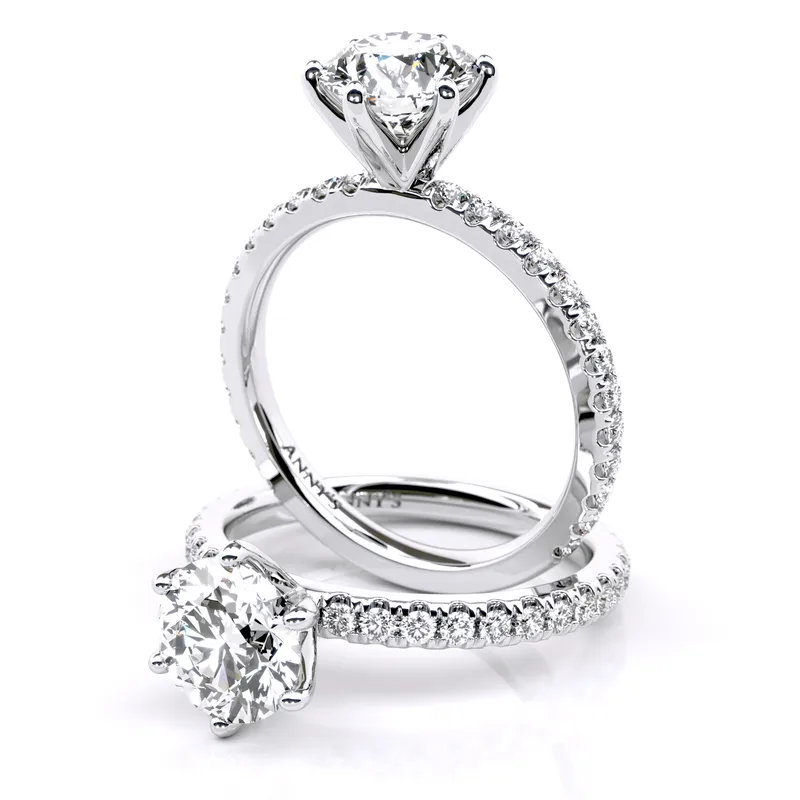 Sienna Six Claw Solitaire and Sidestone engagement ring