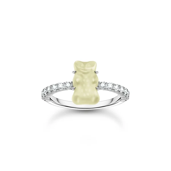THOMAS SABO Ring with white mini sized goldbears and zirconia