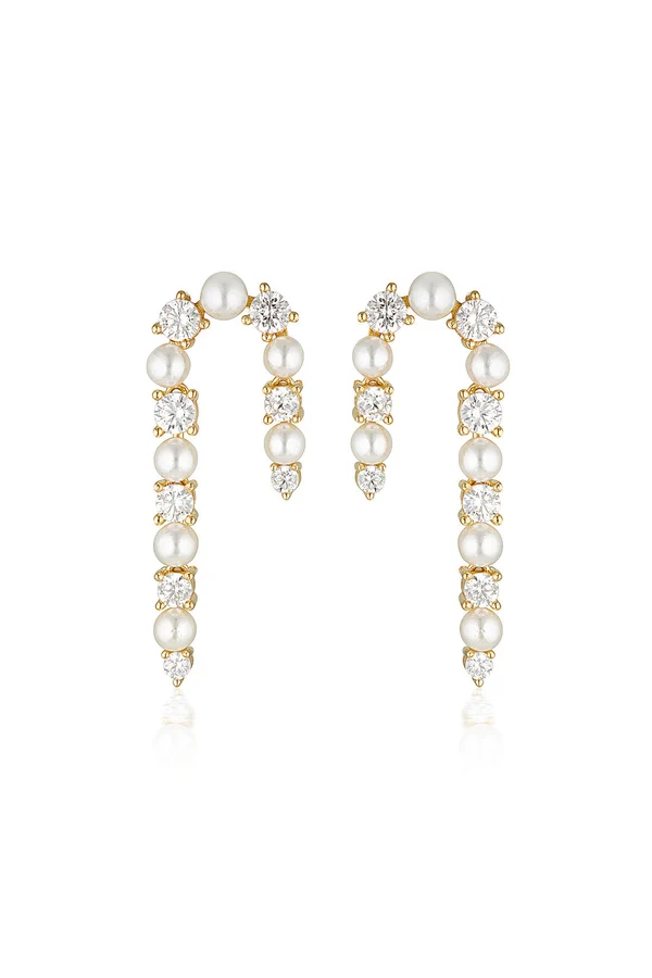 GEORGINI Noel Nights Candy Cane Pearl Earrings